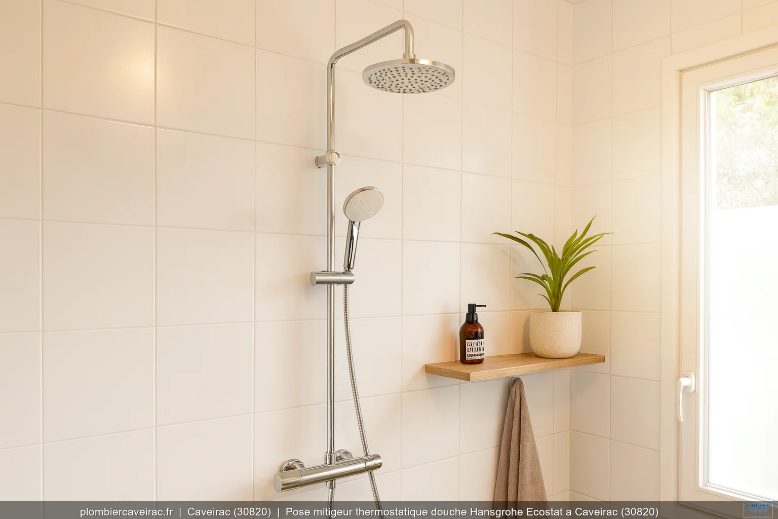 Pose mitigeur thermostatique douche Hansgrohe Ecostat a Caveirac (30820)